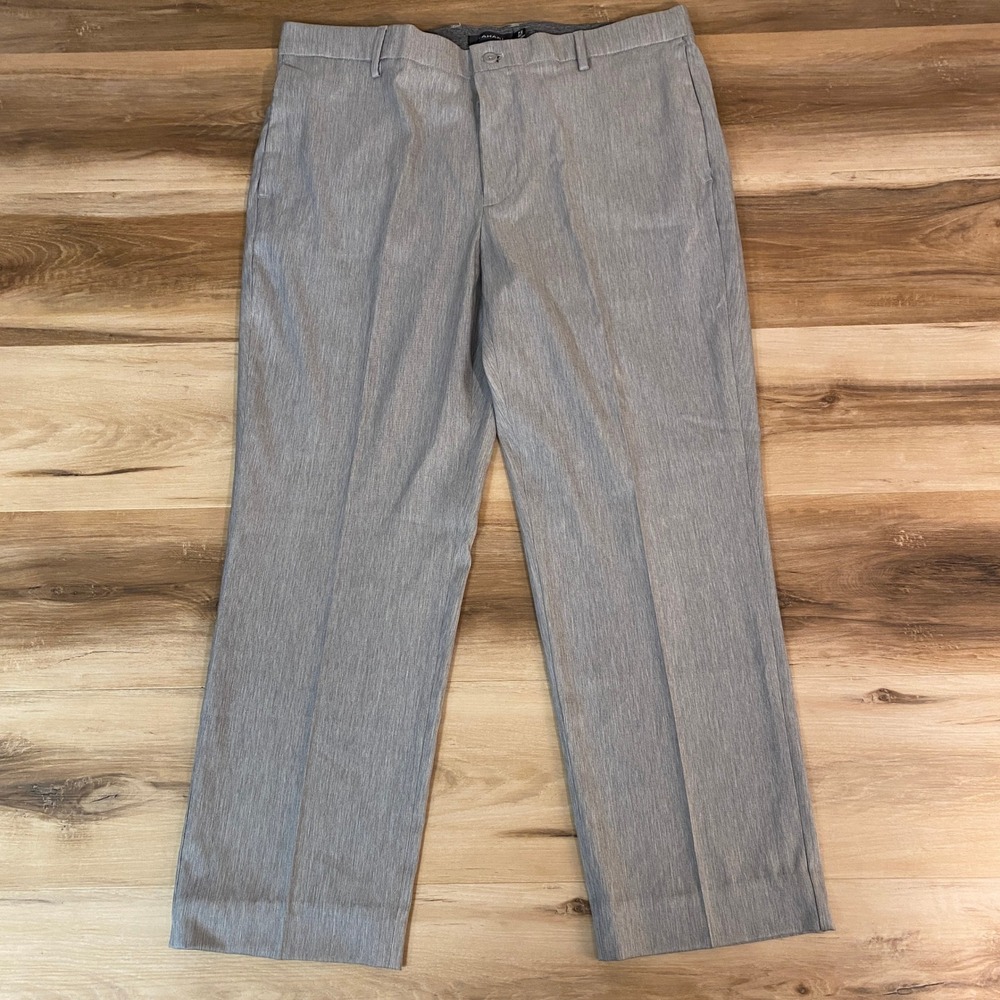 Tahari Men's Gray‎ Flat Front Dress Pants W34 L30 Polyester Elastane Stretch
